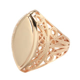 New Design Filled 14K Rose Gold Glossy Rhombus Hollow Flower Jewellery Ethnic Wedding Ring