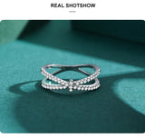 Elegant Silver Classic Dazzling Staggered Line AAAA Lab Created Diamond Ring