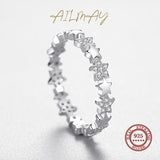 Sparkling Silver Stars Design AAAA Lab Created Diamonds 925 Stackable Ring
