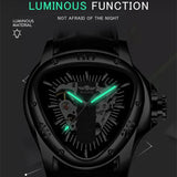 New Top Brand Luxury Full Black Unique Triangle Dial Design Luminous Hand Sport Mechanical Automatic Watches