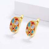 Fashion Newest Yellow Gold Colour Colorful Enamel Handmade Epoxy Earrings