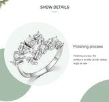 Sparkling Asymmetric Cluster AAAA Lab Created Diamonds Silver Geometric Rings