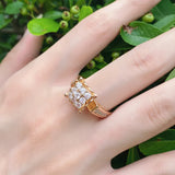 Luxury Crystal Flower Superb Design Filled 14K Rose Gold AAA Zircon Diamonds Big Ring - Fine Vintage Jewellery