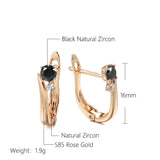 14K Gold Filled Minimalist AAA Black Zircon Inlay Diamond Dainty Pierced Golden Earrings
