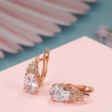 14K Gold Filled New Oval Gems White Deep Blue AAA Zircon Crystal Stacked Round Earrings