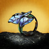 Unique Shape Handmade Blue Butterfly Enamel 925 Silver Elegant Ring
