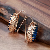 14K Gold Filled Vintage Rhombus Cut Red Blue Green AAA Zircon Crystal Hollow Drop Earrings