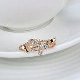 14K Rolled Gold Trendy Micro Inlay AAA Zircon Diamonds Butterfly Design Glossy Ring