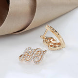 Ethnic Flower Micro Wax Inlay 14K Filled Rose Gold AAA Zircon Diamonds Drop Earrings - Vintage Style Jewellery