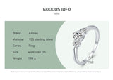 Romantic Heart Clear AAAA Lab Created Diamond Genuine 925 Sterling Silver Ring