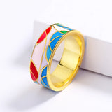 Exquisite 18K Gold Colour Irregular Epoxy Handmade Enamel Women's Ring