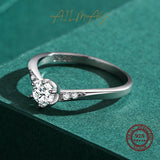 New Sterling Silver Fashion Round Clear AAAA Lab Created Diamond Solitaire Ring
