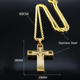 Fashion Big Long Cross Jesus Stainless Steel Christian Necklace - Gold Colour Chain Necklace Jewellery - The Jewellery Supermarket