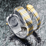 Amazing Luxury Brand Red Dial Snake Shape Zirconia Diamond Ladies Gold Iced Out Analog Quartz Movt Unique Watch