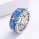 Blue Star AAA Zircon Diamonds Shape Fine Beauty Handmade Enamel Ring