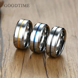 New Trendy Fashion Blue/Gold/Black Band Engagement Wedding Tungsten Carbide Rings For Men - Jewellery Gifts For Men