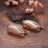 14K Gold Filled Vintage Glossy Hollow Carved Long Drop Unique Fashion Earrings