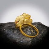 High-quality Handmade Epoxy Red Enamel AAA Zircon Diamond Flower Ring