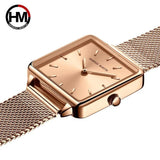 Top Luxury Brand Elegant Ladies Square Dial Wristwatches - Genuine Leather Strap Quartz Movement Design Women Gifts