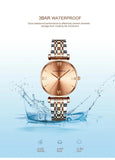 Simple Elegant Round Dial Fashion Stainless Steel Ladies Watches Rose Gold Colour Quartz Wristwatches with Bracelets