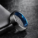 New Arrival Cool Classic 4/6mm Black Brushed Blue Interior Tungsten Carbide Couple Wedding Engagement Rings - The Jewellery Supermarket