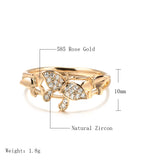 14K Rolled Gold Trendy Micro Inlay AAA Zircon Diamonds Butterfly Design Glossy Ring