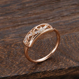 Latest Fashion Ethnic Style 14K Rolled Rose Gold Hollow Carved Pattern AAA Zircon Diamonds Rings - Fine Jewellery