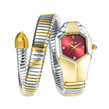 Hot Fashion Stainless Steel Bangle Snake Shape Zircon Diamond Ladies Watches - Quartz Silver Colour Wristwatches