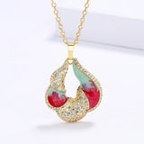 Colourful Handmade Enamel Epoxy White AAA Zircon Diamonds Pendant Necklace