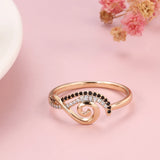 14K Rolled Gold Natural Black White AAA Zircon Diamonds Fashion Waves Luxury Rings