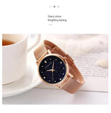 New Arrival Elegant Fashion Lady's Watch Luxury Rhinestone Starry Sky Dial Waterproof Stainless Steel Strap Watches