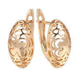 Excellent Glossy Retro Flower Ethnic Style Rolled 14K Rose Gold of Earrings - High Quality Daily Fine Jewellery