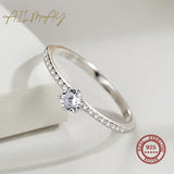 Classic Luxury Sterling Silver Sparkling Solitaire AAAA Lab Created Diamond Ring