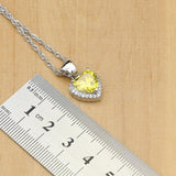 Heart Design Silver Yellow AAA+ Cubic Zirconia Stone Earrings/Pendant/Rings/Bracelet/Necklace Jewellery Set - The Jewellery Supermarket