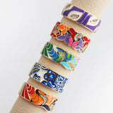 New Fashion Hadmade Enamel Colourful Flower Adjustable Gold Plated Rings