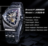 New Black Skeleton Mechanical Watches Triangle Automatic Stainless Steel Irregular  Transparent Back Case Wristwatch