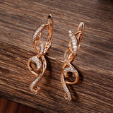 14K Gold Filled New Long AAA Zircon Diamonds Clip  Flower Slim Drop Elegant Earrings
