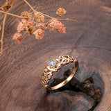 14 Karat Rolled Gold Ethnic Hollow Flower AAA Zircon Diamonds Baby Little Feet Ring