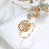 14 Karat Gold Filled New  Fashion Hollow Flower AAA Zircon Diamonds Ethnic Vintage Rings