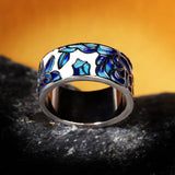 New Arrival Classic Epoxy Handmade Enamel Blue Flower 925 Silver Ladies Ring