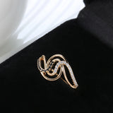 14 Karat Gold Filled Fashion Black AAA Zircon Diamonds Geometric Twine Hollow Line Rings