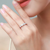 Luxury Water Drop Shape Emerald Cut Clear AAAA Lab Created Diamond Silver Rings
