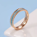 New 14K Filled Gold Full Circle Luxury Stackable Turquoise Ring Vintage Jewellery
