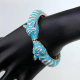 Unique Design Trendy Double Leopard Head Enamel Cuff Bracelet Statement Bangle for Women - Gold Plated Bracelet - The Jewellery Supermarket