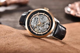 Popular Top Luxury Brand Leather Skeleton Hollow Clock Waterproof Men's Automatic Business Mechanical Watch - The Jewellery Supermarket