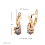 14K Rolled Gold Inlay Gradient AAA Zircon Diamonds New Trendy Geometric Clip Earrings