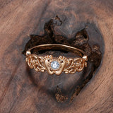 14 Karat Rolled Gold Ethnic Hollow Flower AAA Zircon Diamonds Baby Little Feet Ring