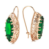 14K Gold Filled Vintage Rhombus Cut Red Blue Green AAA Zircon Crystal Hollow Drop Earrings
