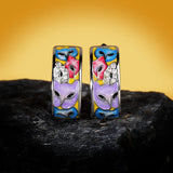 Exquisite Unique Women's White Handmade Enamel Colourful Cat Silver Earrings