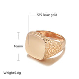 14 Karat Gold Filled Fashion Glossy Simple Square Punk Signet Rings for Men Women